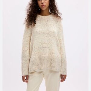 GAP WOMENS 24/7 SPLIT HEM CREAM CONFETTI SPECKLE MULTICOLOR SWEATER XS NEW TAGS